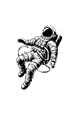 cartoon astronaut throwing a peace sign